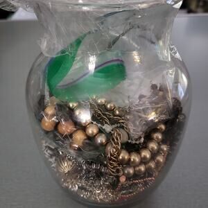 MIXED LOT Jewelry Jar Various Sizes Mystery Jar Mixed Metals Materials Condition